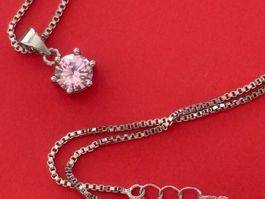 Luxus Elegante Zirkonia Kette Farbe :Silber/Rosa