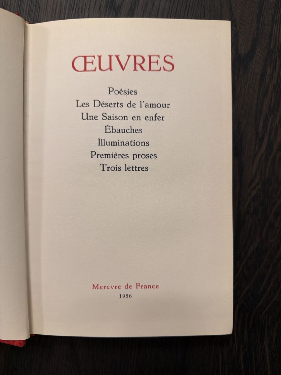 Libri: Arthur Rimbaud - Oeuvres – Usato da Zürich venduto da flo_b688 3