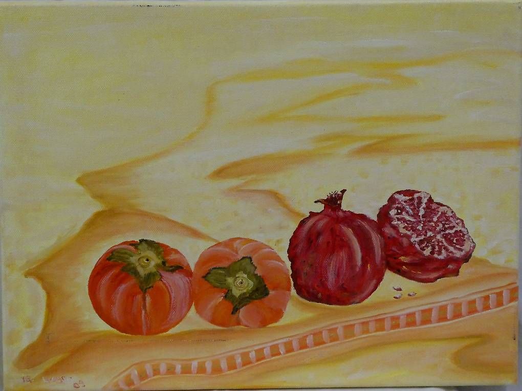 Dipinti: Acrylbild Granatäpfel & Kaki / Stillleben – Nuovo (secondo la descrizione) da Uznach venduto da gartenri