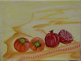 Acrylbild Granatäpfel & Kaki / Stillleben