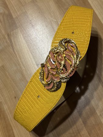 Gürtel Taliengurt aus Leder / gelb
