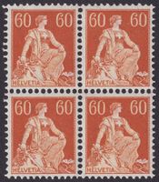 Nr. 140 Helvetia mit Schwert, Viererblock **, Kat: 320.-