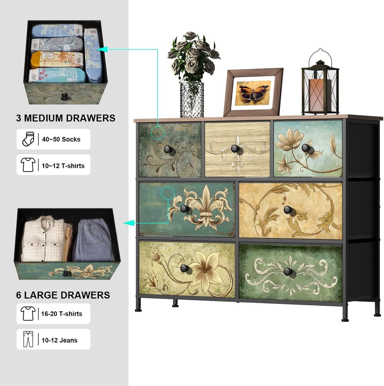 Cassettiere: Kommode mit 7 Stoffschubladen, böhmische Kommode, Vintage – Nuovo e nell'imballaggio originale da Affoltern am Albis venduto da scrapbooking 3