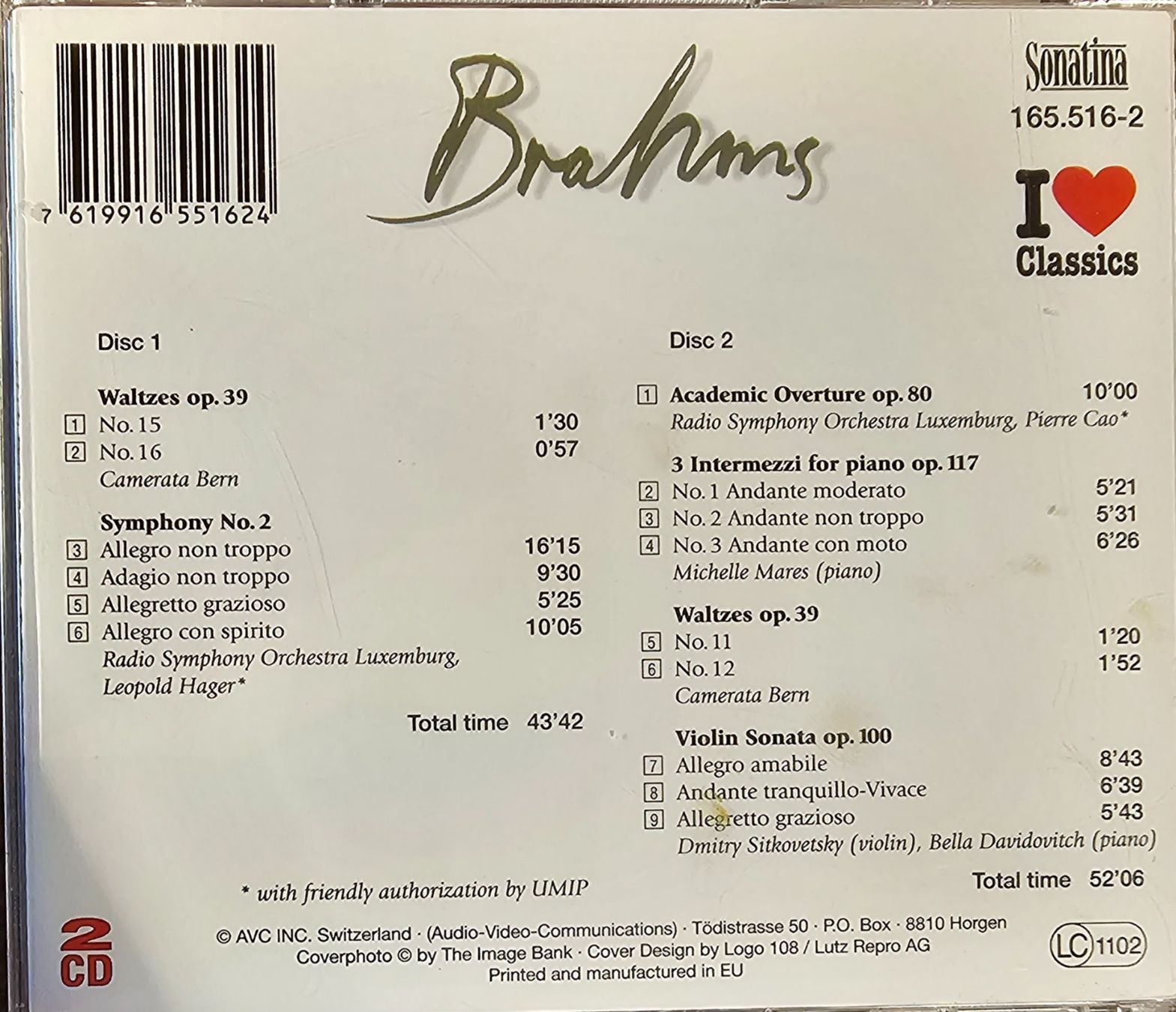 CD: Brahms - Symphony No. 2 / Academic Overture / Waltzes – Usato da Wahlen b. Laufen venduto da Cg10 1