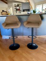 2 Barhocker Taupe/Schwarz – höhenverstellbar – sehr g
