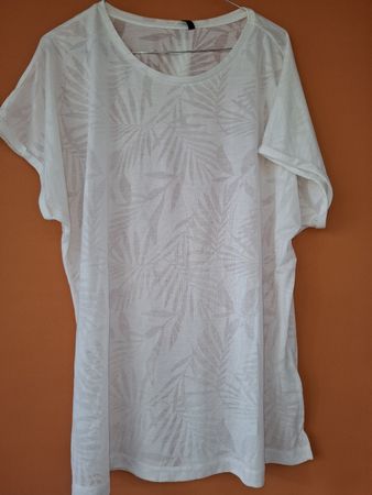 Chicorée T-Shirt Weiss mit Blattmuster Groesse L