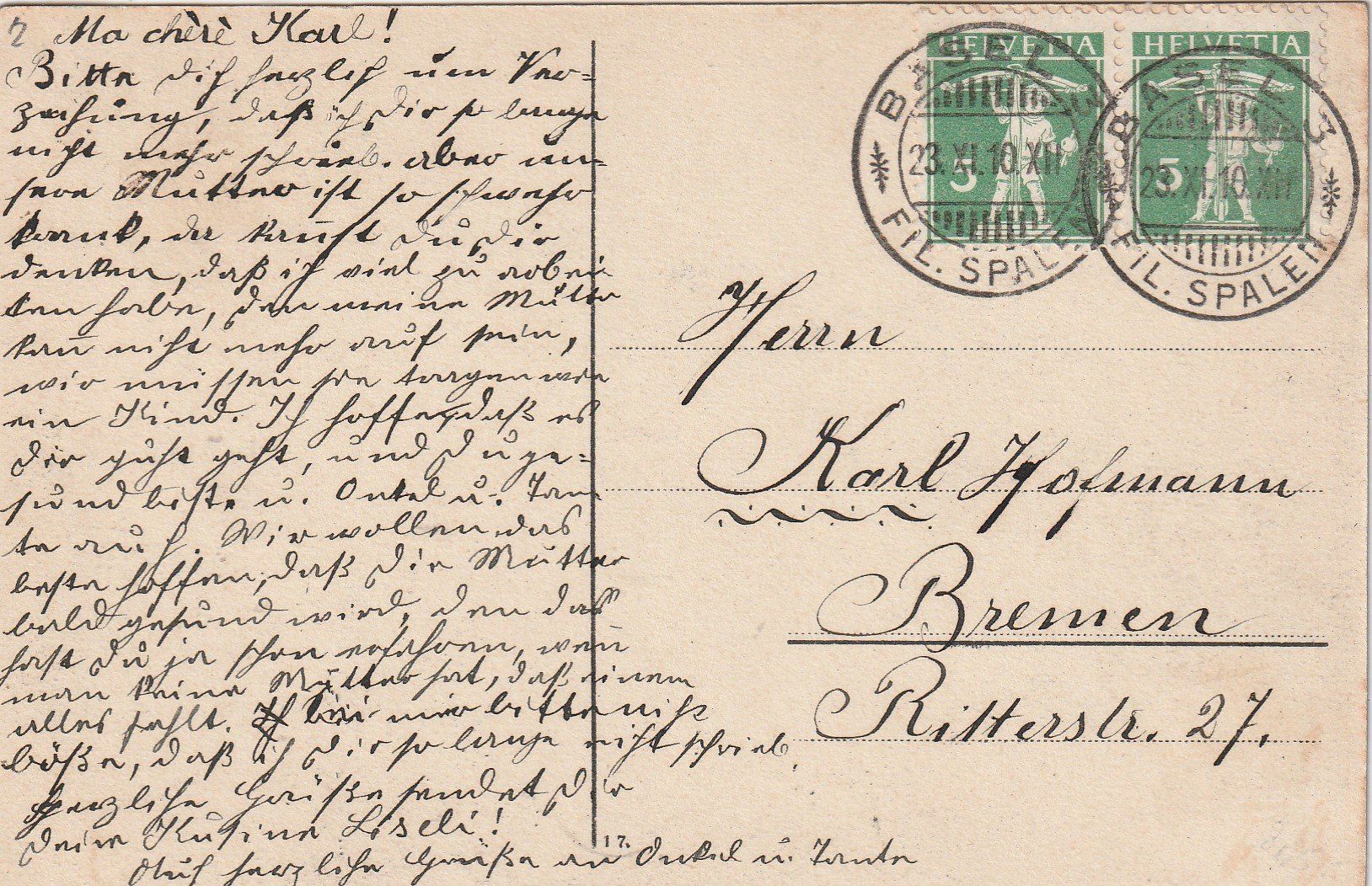 Cartes postales: Basel-Rittergasse-1910 – D'occasion à uttwil par Koehlerfred 1