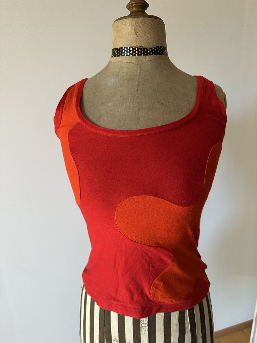 Top: Top rot orange Patchwork Grösse S guter Zustand – Usato da Bern venduto da Noeci