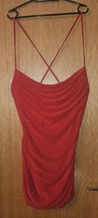 Rotes Partykleid mit Glitzer, Grösse 38-40 Valentin