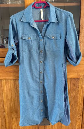 Kleid/Blusenkleid/ Hemdkleid Jeans mit Einsatz,Gr.S