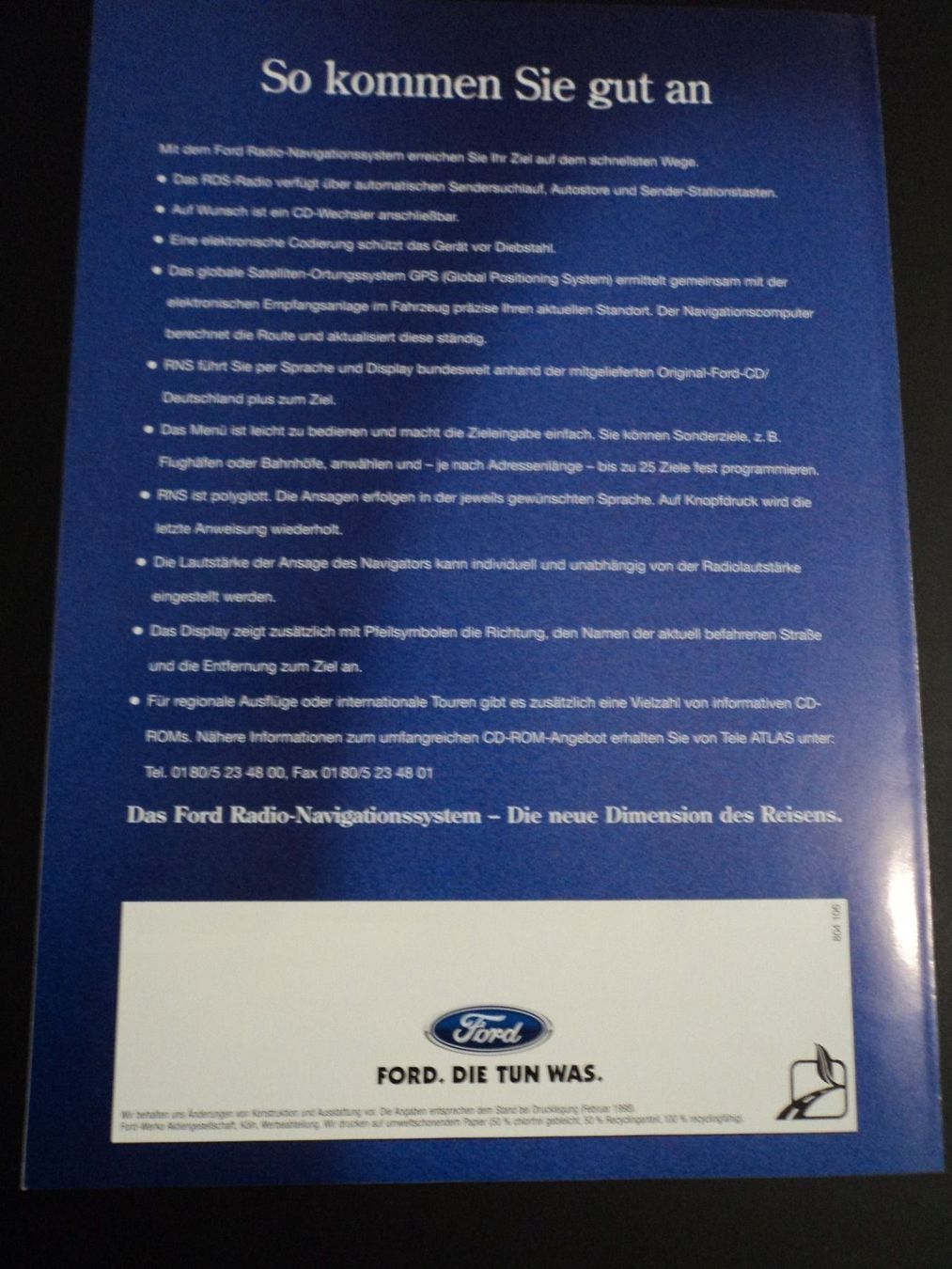 Ford Documenti: Prospekt Ford RNS Navigation 1998 – Usato da Schwarzenburg venduto da modelCARama 3