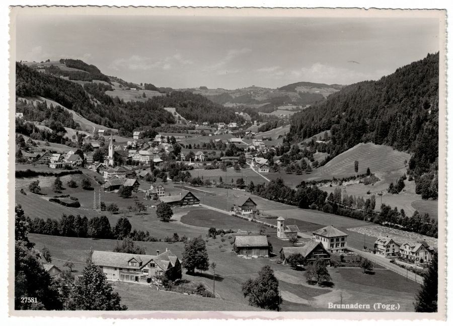 Ansichtskarten: Brunnadern, gelaufen 1957 – Gebraucht aus Frauenfeld von POML