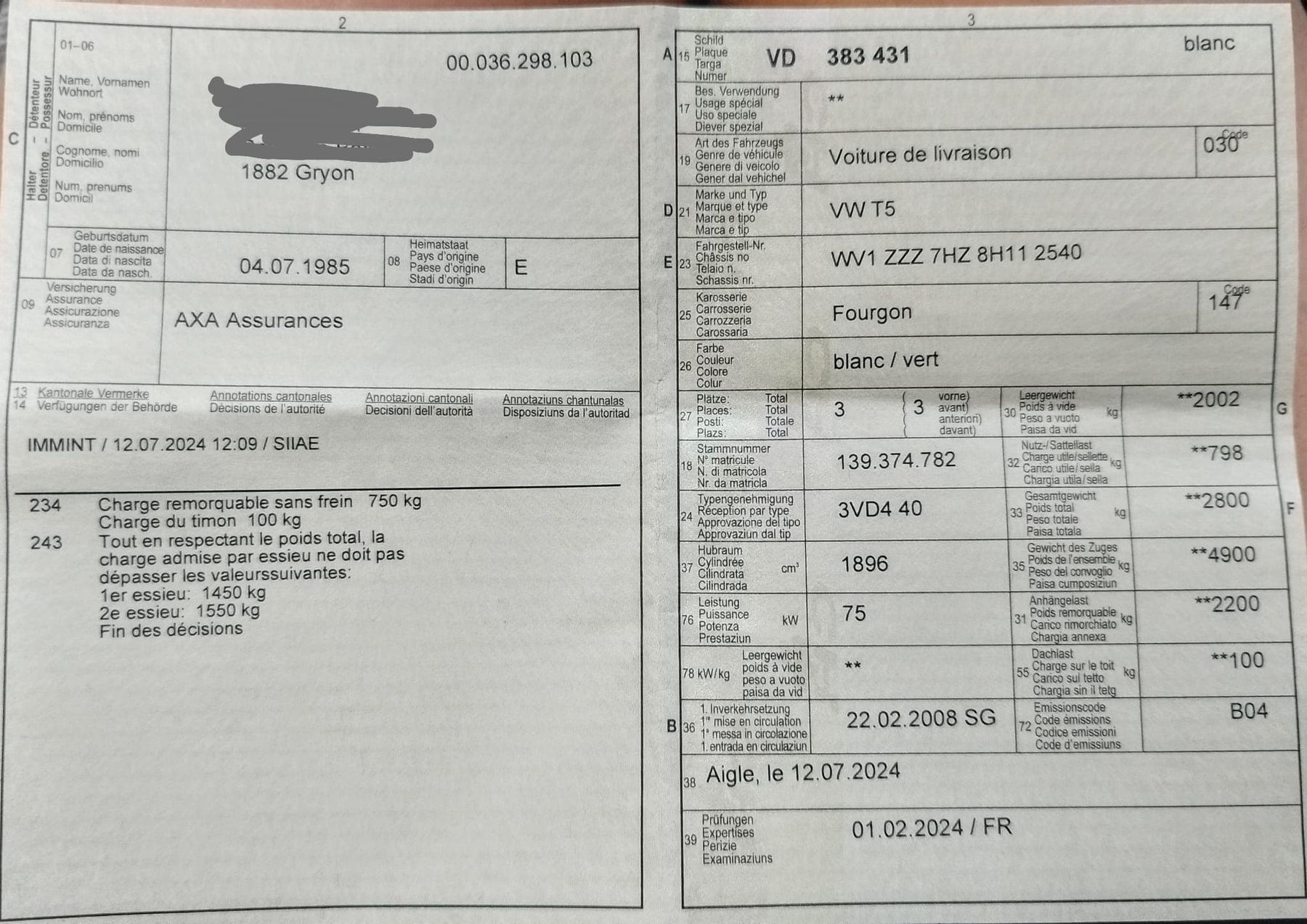 VW Camping Fahrzeuge: volkswagen T5 défectueux – Defekt aus Bex von Maxime_1980 3