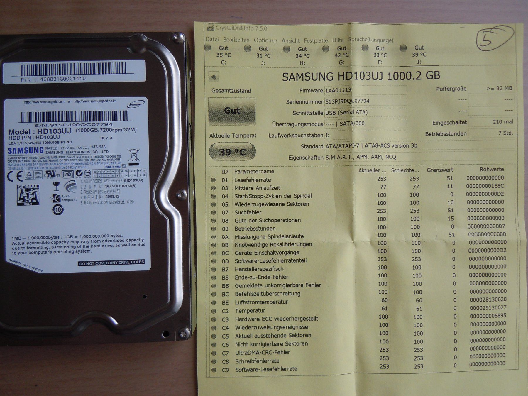 Samsung Dischi rigidi: Samsung HD103UJ  1 TB – Usato da Luzern venduto da Baumli1 4