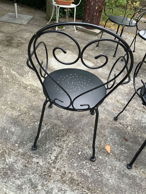 5 schwarze Vintage Gartenstühle Metall Kaufen auf Ricardo