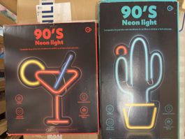 Set 2 lampade parete 90s Neon light cactus cocktail