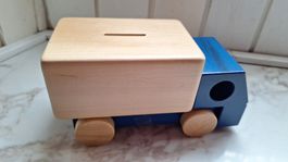 Spardose, Käseli aus Holz , Lastwagen, von Weizenkorn, neu