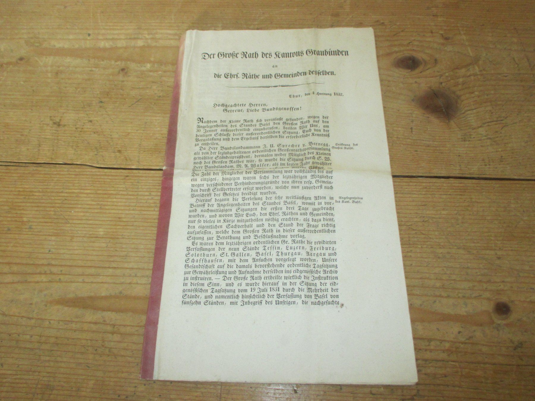 Bücher: Der Grosse Rath des Kantons Graubünden 1832 – Gebraucht aus Flims - Dorf von Stagediver