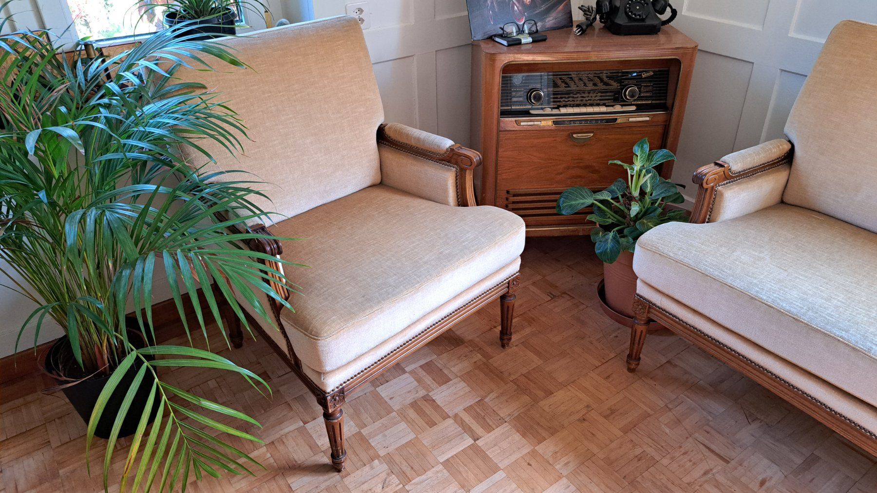 Divani: Sofa und Sessel Garnitur Holz hell bezogen – Usato da Wetzikon ZH venduto da Baron_Munchhausen 6