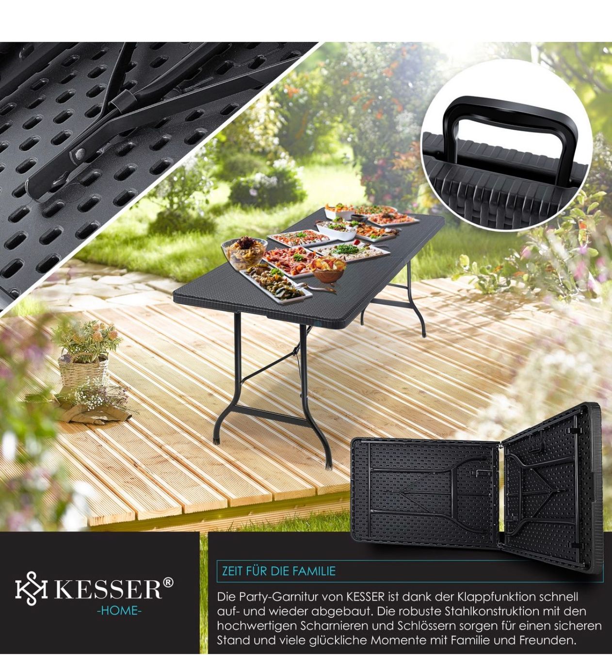 Tische: + KESSER Tabletttisch, Buffettisch Rattan 180 cm Servier – Neu und originalverpackt aus Amriswil von JaJa-Express 3