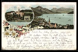 Litho Weggis, Hotel Paradies und Ortsans