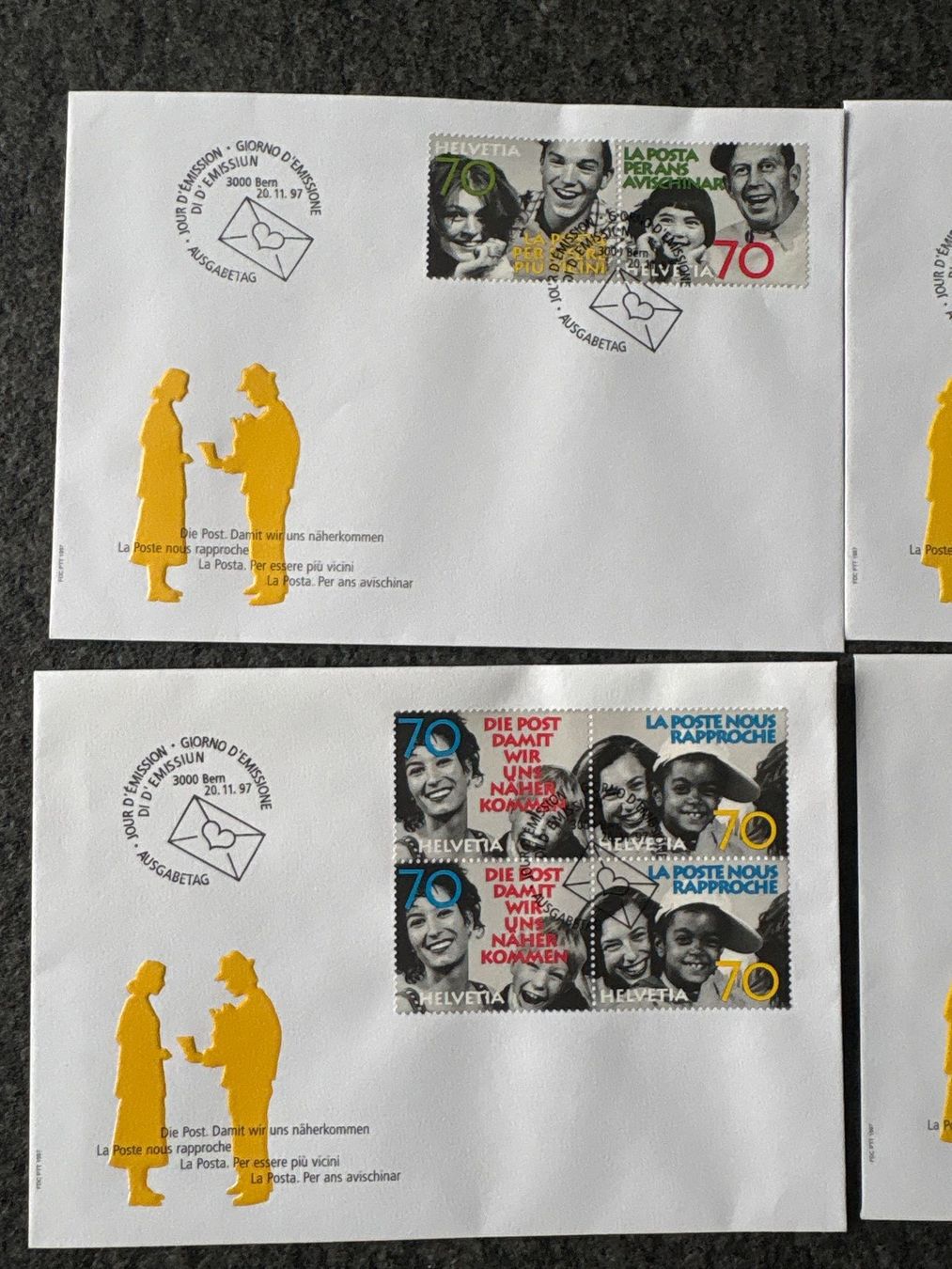 Tutti i francobolli: 4 x Ersttagsbriefe 20.11.1997 "Die Post"! – Usato da Ibach venduto da lisch3 1