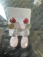 Sommerliche Ohrstecker mit Rosenquarz, Rubin und Labrador