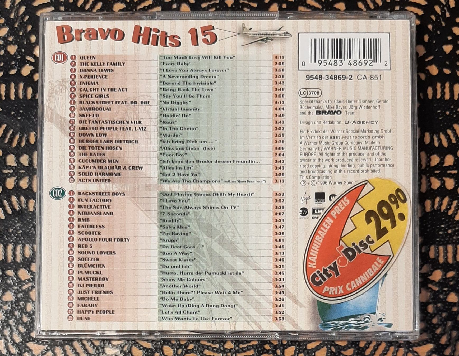 CD: Bravo Hits 15, Doppel CD, 1996, Hit Compilation, Sampler – Usato da Amriswil venduto da Celini3 1