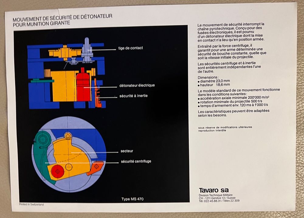 Flyer mechanisme fusée Tavaro Fuze Zünder Artillerie schweiz (Gebraucht ...