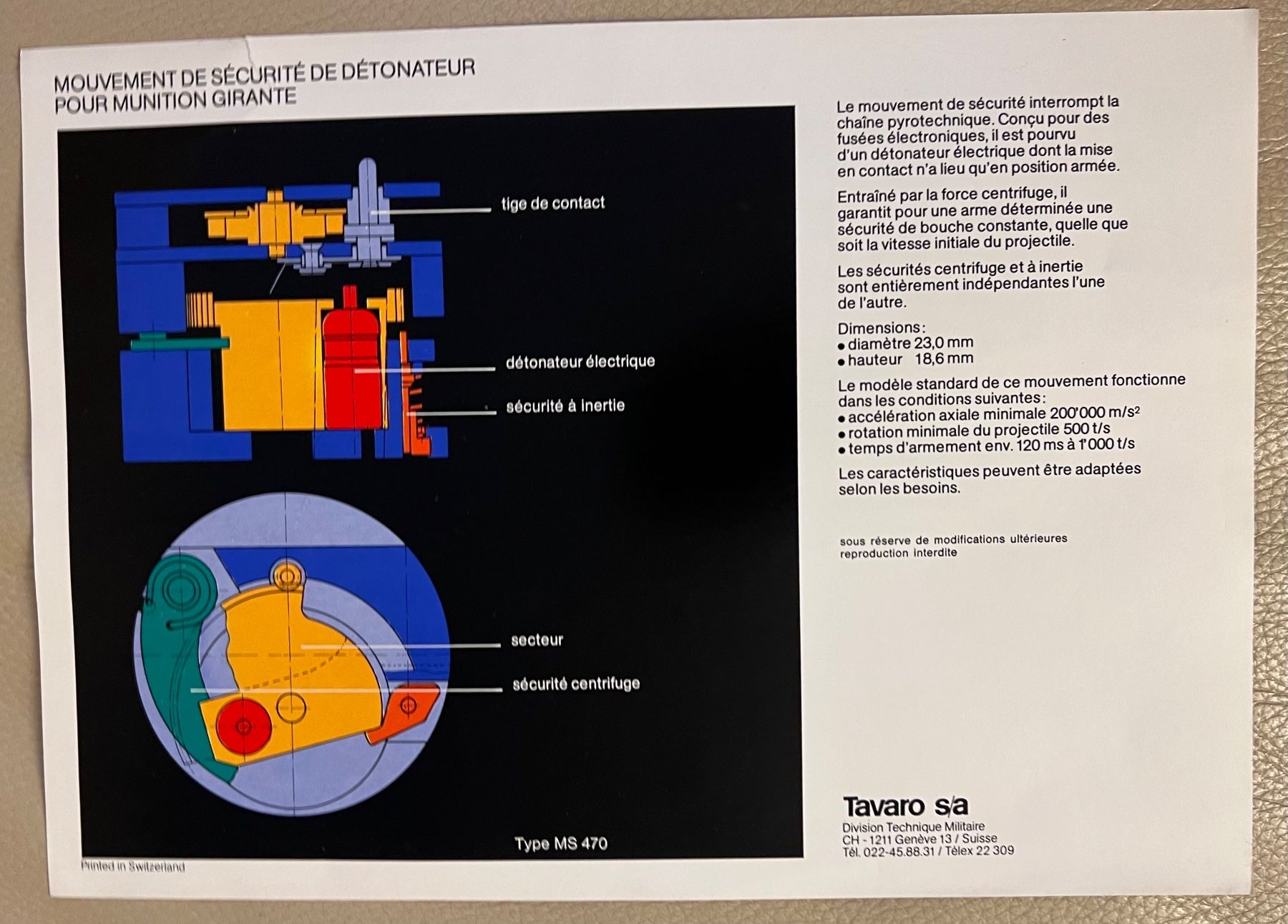 Flyer mechanisme fusée Tavaro Fuze Zünder Artillerie schweiz (Gebraucht ...