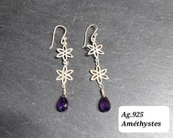 Boucles d'oreilles Ag.925 Améthystes