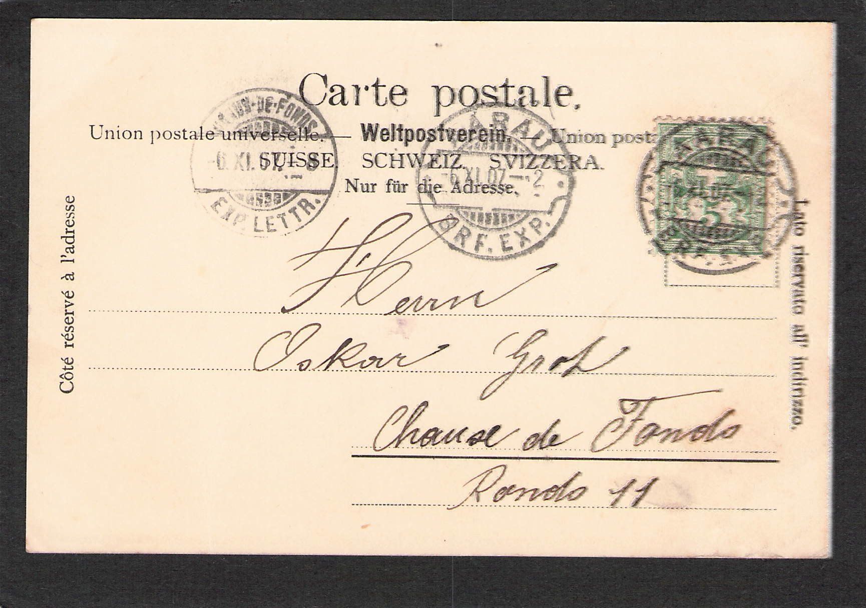 Cartoline postali: AK AG , Aarau 1907 – Usato da Reichenburg venduto da ibiza18 1