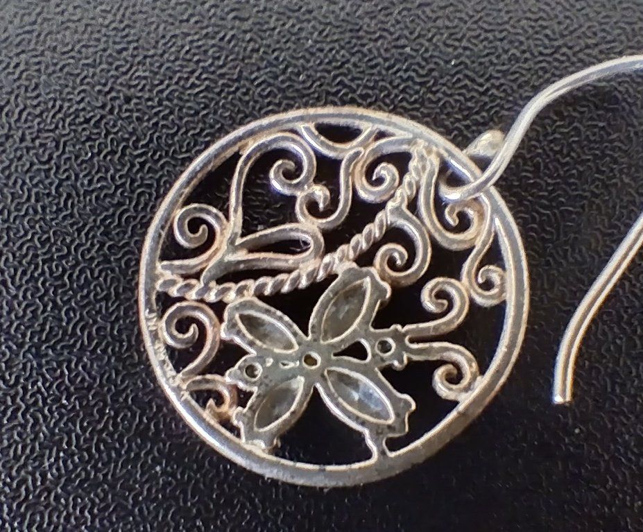Orecchini pendenti & Orecchini a lobo: OHRRING SILBER 925 MIT BLUME UND SCHNÖRKEL – Usato da Romanshorn venduto da Glitzer-Paradies 2