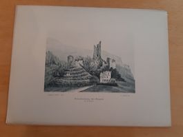 Alte Original Lithographie, Schloss Freudensberg bei Ragaz!