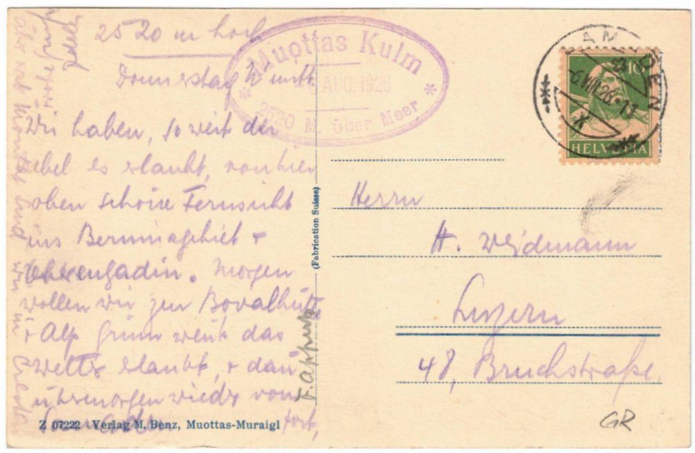 Cartoline postali: St. Moritz - Standseilbahn Muottas Muragl Bergstation – Usato da Binningen venduto da Mountainrider 1