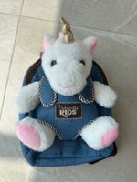 Kinderrucksäckli blau mit Einhornplüschtier