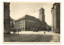 St. Gallen - Stadt - Bahnhofplatz mit neuer Post - Tram 1934