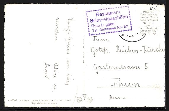 Cartes postales: Guttannen, Grimselpasshöhe, Restaurant  – D'occasion à Berlin par bartko-reher 1