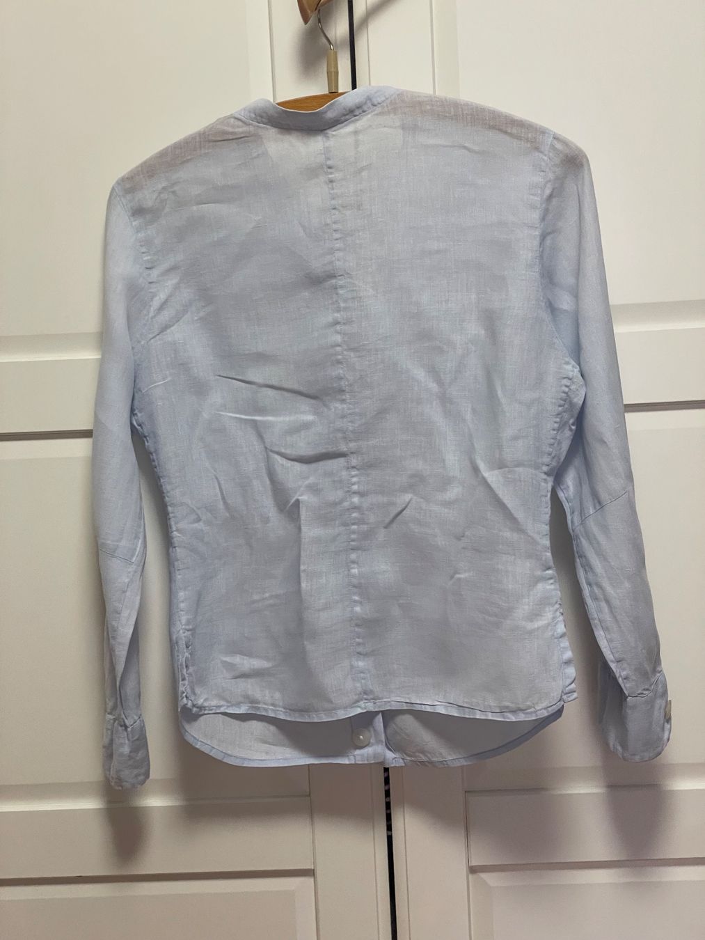 Camicette: Lorenzini Leinen Bluse/Jacke II hellblau – Usato da Bern venduto da Rigoler 1