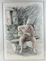 Fredy Felder >>Weissclown mit Gitarre<< LithoNr.30/150
