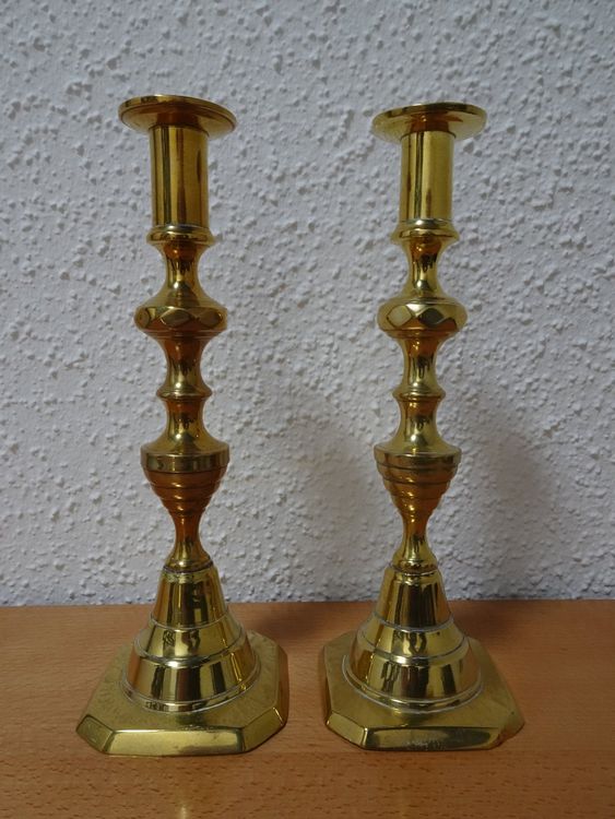 Lot De 2 Bougeoirs En Laiton Peints à La Main - Déco Fleurie Vintage