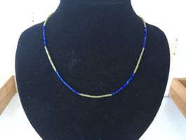 LAPISLAZULI  HALSKETTE  STEINZYLINDER 2mm x 2mm  LÄNGE 42,cm