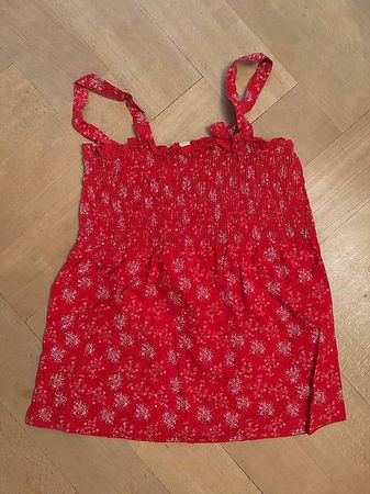 Bluse Damen gesmockt rot-weiss Gr M gebraucht