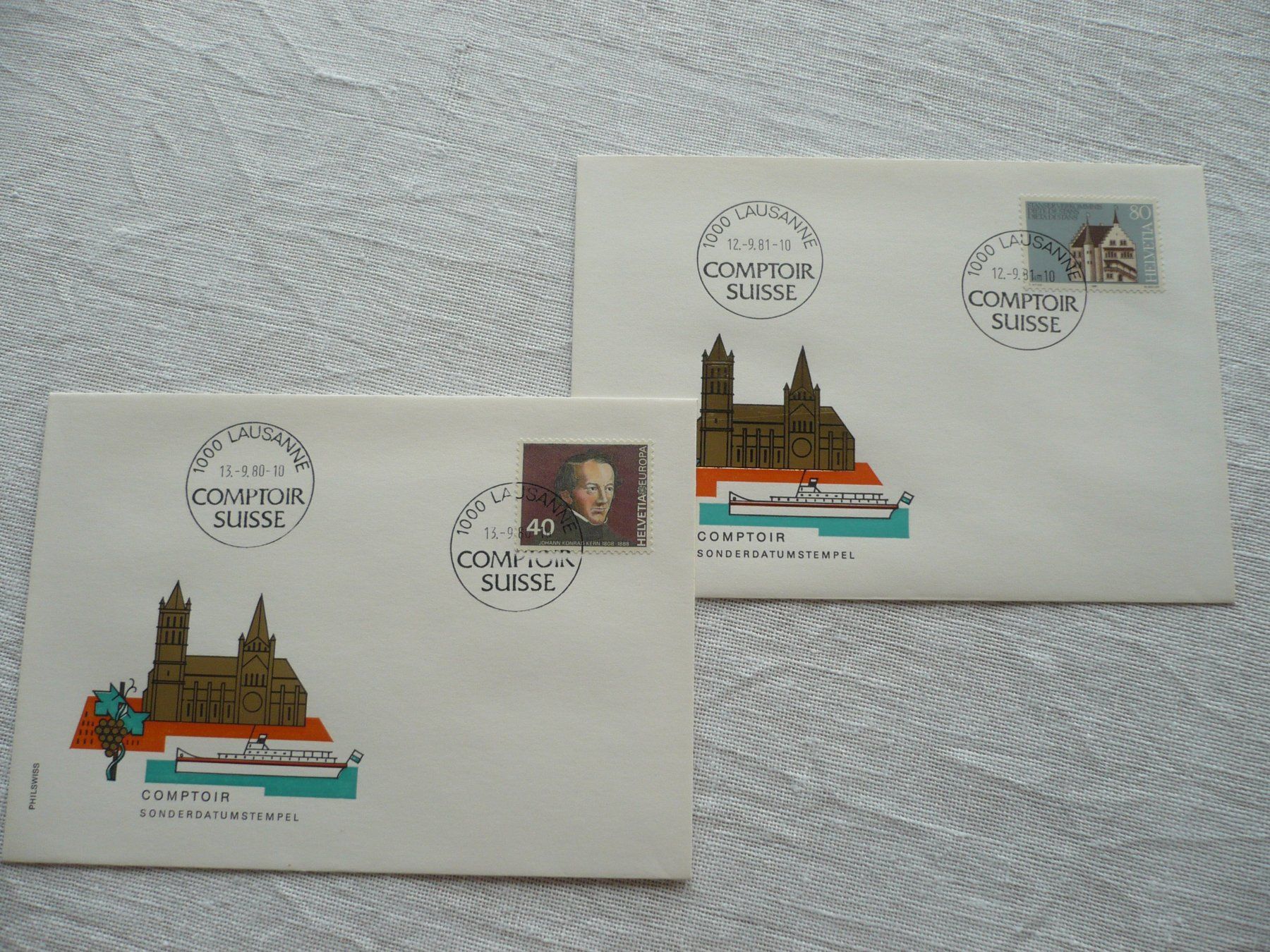 Alle Briefmarken: 1980 - 81 2 Belege COMPTOIR – Gebraucht aus Zürich von saltandpepper008