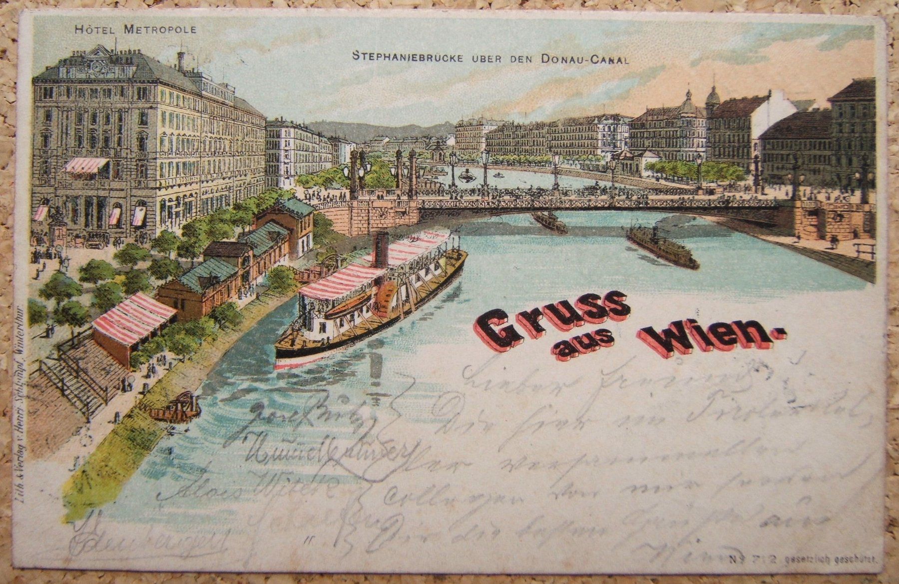 Cartoline postali: SCHLUMPF-LITHO GRUSS AUS WIEN 1896 – Usato da Brunnen venduto da Nonne04