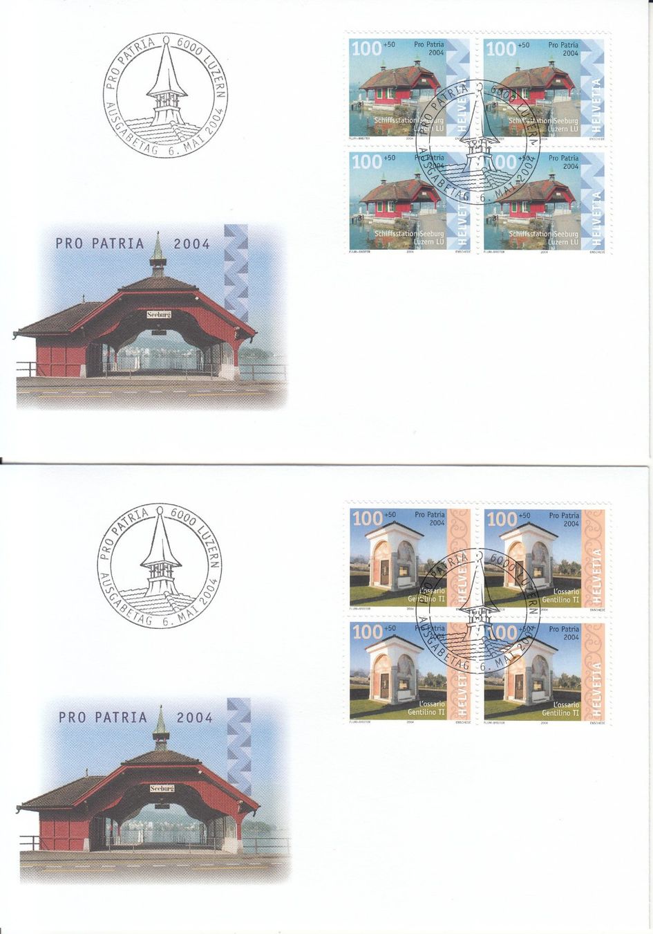 Alle Briefmarken: SBK B284 - B287 im 4er-Block mit ET – Gebraucht aus Bürglen TG von StampGraf 2