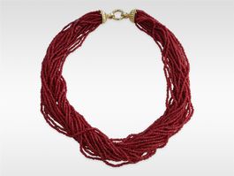 Korallen Halskette 18K Gold & Brillanten Verschluss *S1620