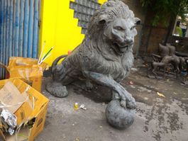 Skulptur Bronze Löwen Dekoration Statue lion
