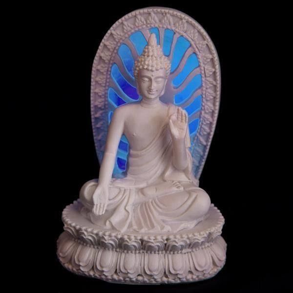 Statuette: WEISSER THAI-BUDDHA MIT LED HINTERGRUND- – Nuovo e nell'imballaggio originale da Rupperswil venduto da big-one-sale 1