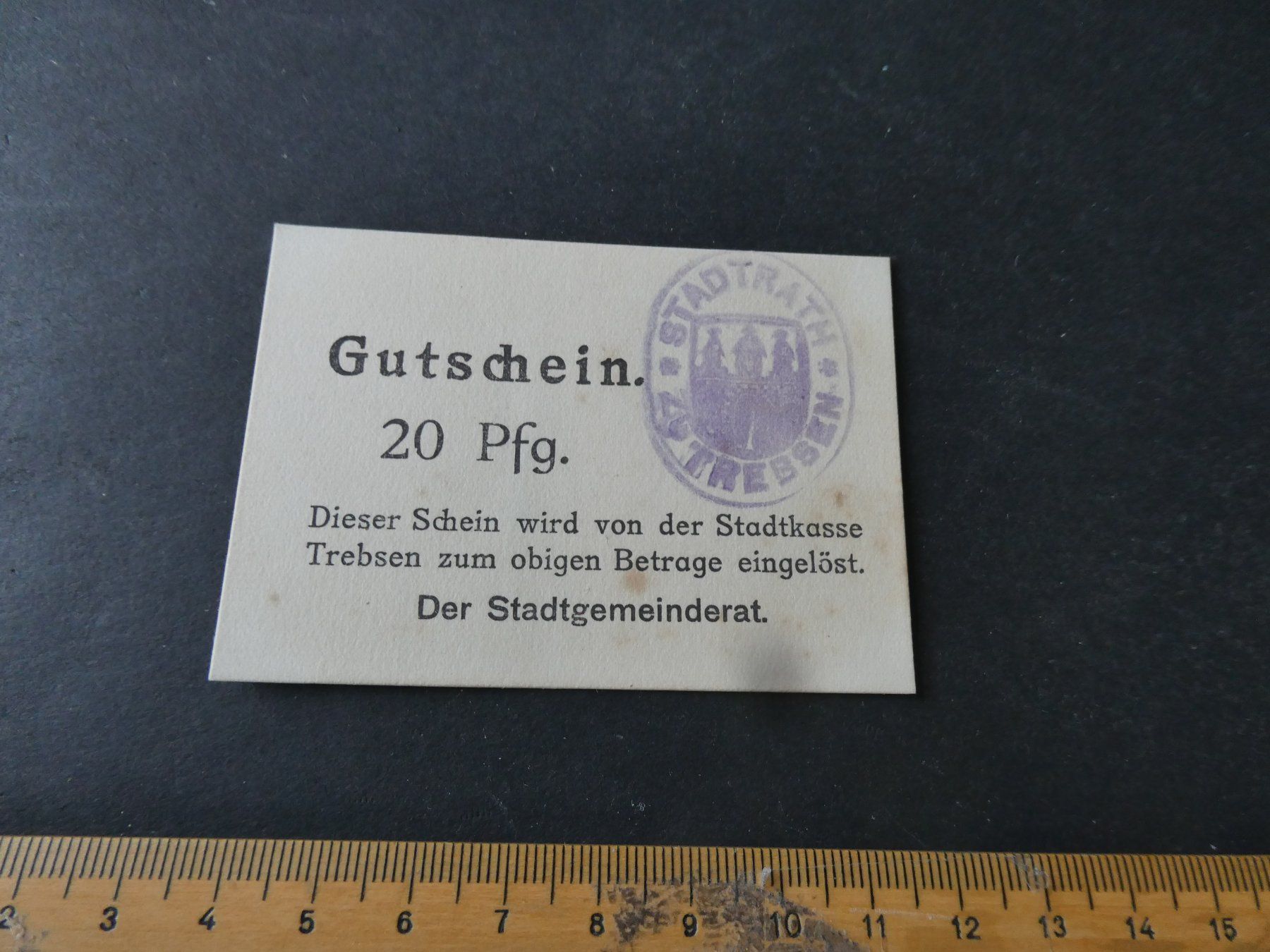 Banknoten: Dt. Reich,  Trebsen - Notgeldschein – Gebraucht aus Hinterforst von Rohusri